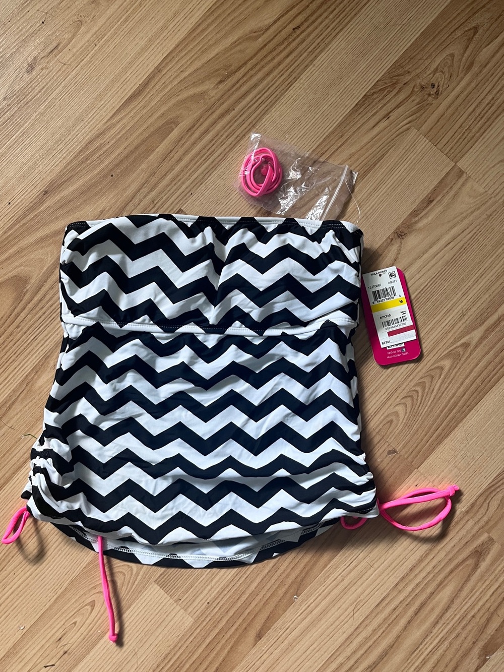 Hula Honey Chevron Tankini Top with Pink Ties